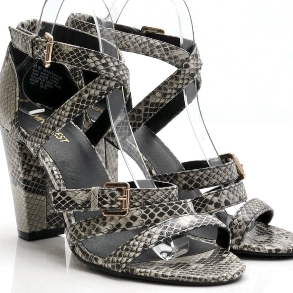 Nine West Snakeskin Strappy Heels Size 7​